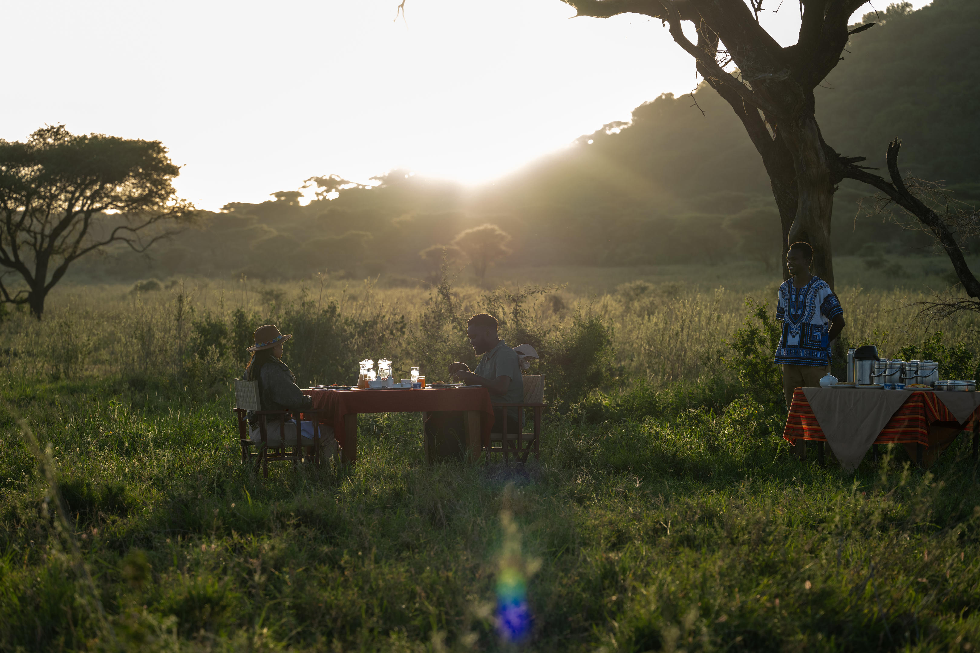 Private bush dinner on a Tanzania honeymoon safari